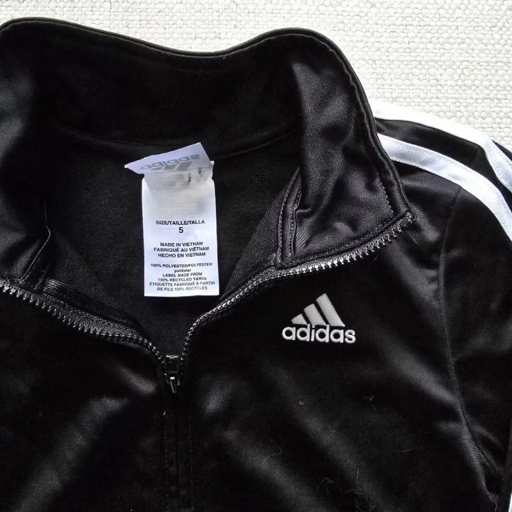 Adidas athletic black track jacket zip up size 5 boys